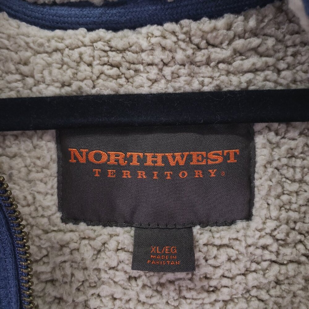 Northwest Territory Men's Blue Waffle Knit Full Zip Hoodie Sherpa Sweater XL - Picture 2 of 13
